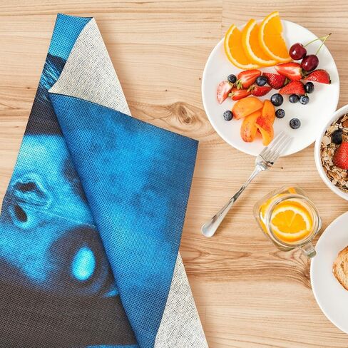 4 Pcs Halloween Napkins Party Decor Girl Ghost Themed for Skull Face Party Dinner Kids Fright Night Zombie Decorations Supplies - 12 x 15 Inch Black in Saudi Arabia