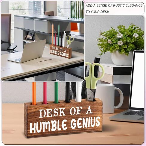 Desk Pen Pencil Holder, Cute Desk Accessory for Women Office, Wooden Desktop Utensil Storage Organizer Gift, Funny Pen Holder for Boss Coworker Friend (Document It or It Didn't Happen) in Saudi Arabia