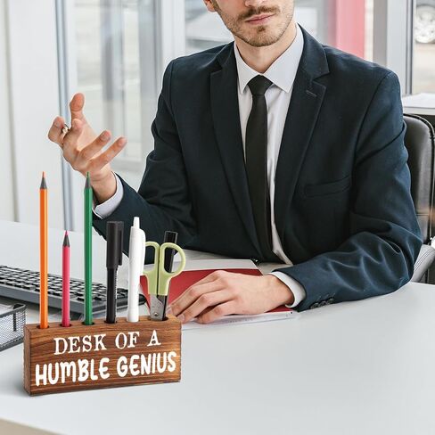 Desk Pen Pencil Holder, Cute Desk Accessory for Women Office, Wooden Desktop Utensil Storage Organizer Gift, Funny Pen Holder for Boss Coworker Friend (Document It or It Didn't Happen) in Saudi Arabia