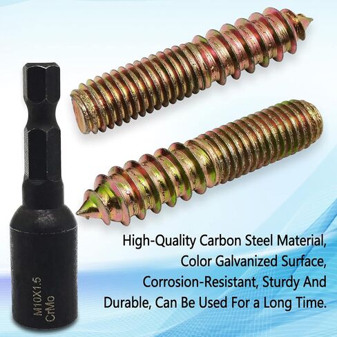 10 قطع M10X60mm مسامير مزدوجة الأطراف، وتد المسمار لتوصيل الخشب مع M10 شماعات بولت سائق in Saudi Arabia