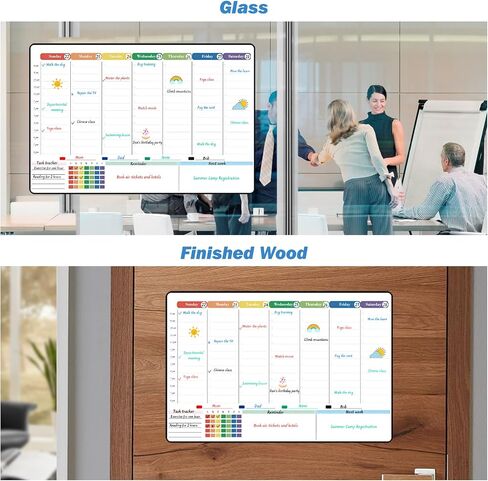 POPRUN Dry Erase Board Magnetic Weekly Calendar Whiteboard for Fridge, 16.5"x11"Schedule Board for Kids, Weekly Planner Whiteboard with Hourly Time Slots Perfect as Planner Board for School and Family in Kuwait