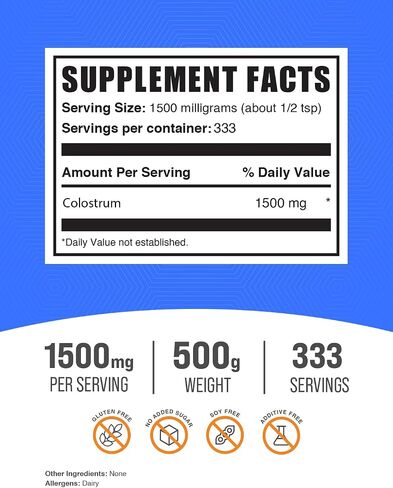 BulkSupplements.com Colostrum Powder - Colostrum Supplement, Bovine Colostrum Powder - for Gut & Immune Support, Gluten Free - 1500mg per Serving, 250g (8.8 oz) (Pack of 1) in Saudi Arabia