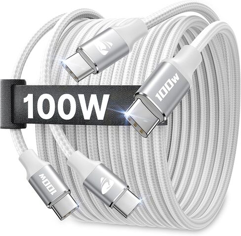 USB C to USB C Cable 100W [6.6ft/2 Pack] USBC to USBC Fast Charging Cable Braided USB C to C Charger Cord for iPhone 15 Pro Max Plus, MacBook Pro/Air, iPad Pro,Samsung Galaxy S24 Ultra S23,Pixel in Kuwait
