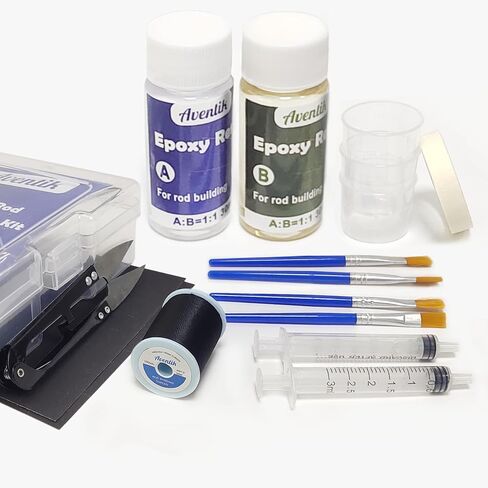 Aventik Fishing Rod Tip Repair Kit Complete with Rod Building Supplies, Glue, Wrapping Thread, Tips Top Eyelet Replacements for Fishing Pole Repair Kit in Saudi Arabia