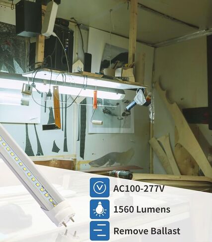 2FT LED Tube Light, T8 T10 Type B LED Light Bulb, 12W 5000K,1560LM High Bright, Replacement 24 Inch F20T12 Fluorescent,Double Ended Power, Clear Cover,4 Pack in Saudi Arabia