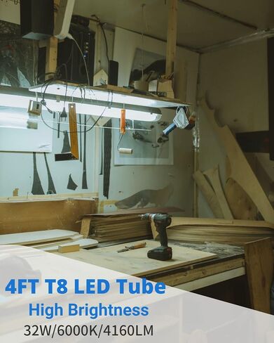 2FT LED Tube Light, T8 T10 Type B LED Light Bulb, 12W 5000K,1560LM High Bright, Replacement 24 Inch F20T12 Fluorescent,Double Ended Power, Clear Cover,4 Pack in Saudi Arabia