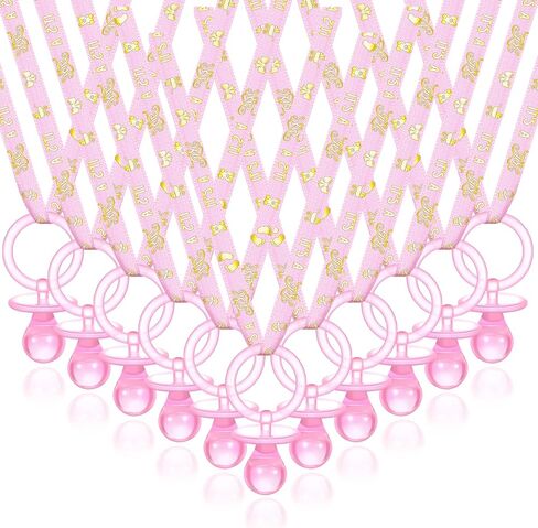 Junkin 60 Pieces Baby Shower Pacifiers Necklace Acrylic Baby Pacifiers Party Favors Pacifiers Charm Pacifiers Necklace for Girls Boys Baby Shower Party Decorations (White, Pink, Blue) in Saudi Arabia