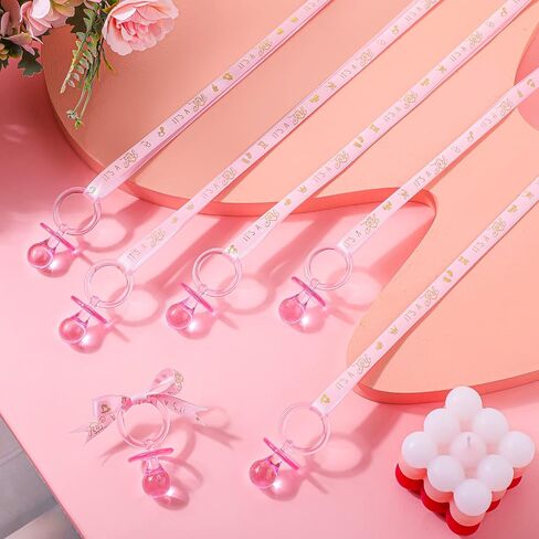 Junkin 60 Pieces Baby Shower Pacifiers Necklace Acrylic Baby Pacifiers Party Favors Pacifiers Charm Pacifiers Necklace for Girls Boys Baby Shower Party Decorations (White, Pink, Blue) in Saudi Arabia