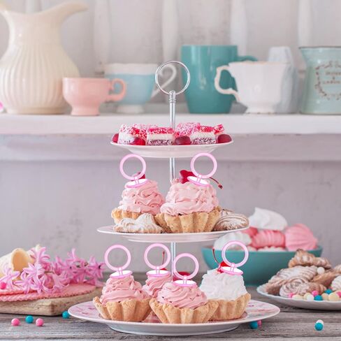 Junkin 60 Pieces Baby Shower Pacifiers Necklace Acrylic Baby Pacifiers Party Favors Pacifiers Charm Pacifiers Necklace for Girls Boys Baby Shower Party Decorations (White, Pink, Blue) in Saudi Arabia
