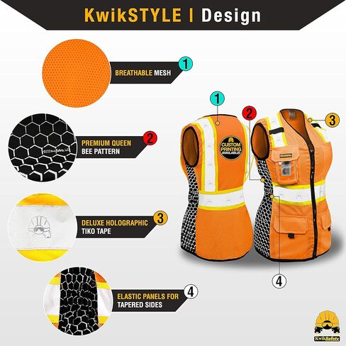 KwikSafety - Charlotte, NC - FIRST LADY Safety Vest for Women, High Visibility Reflective Strips, Meets ANSI & OSHA in Kuwait