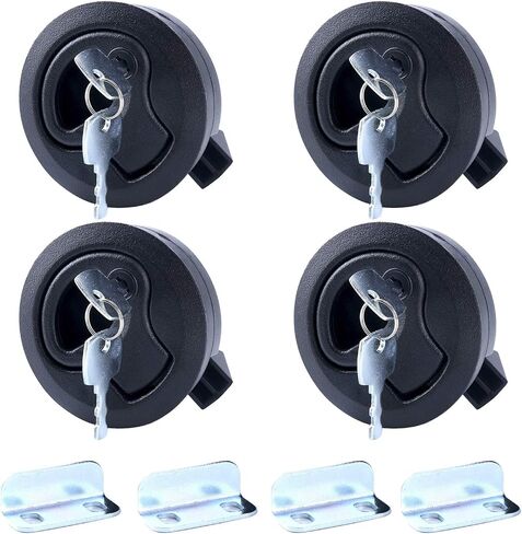 Amarine Made 2" Flush Pull Slam Latch for Boat Deck Hatch 1/4" Door Locking Style-Black (4-Pack) in Saudi Arabia