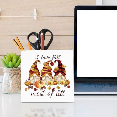 Fall Decor, Fall Decorations For Home Office, Autumn Sign, Fall Decorations, Fall Thanksgiving decorations, But I Think I Love Fall Most Of All Sign, Fall Desk Shelf Decor 5 X 5 Inch in Saudi Arabia