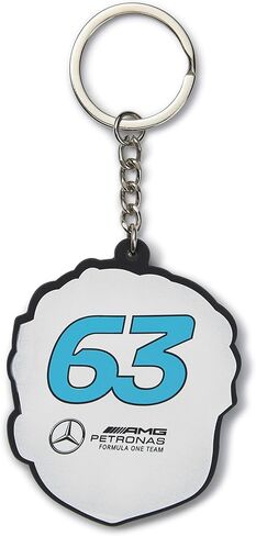 Mercedes AMG Petronas F1 George Russell Caricature Keyring - Blue in Saudi Arabia
