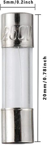 100PCS 10 Values Glass Fuse Kit 250V 5x20mm / 0.19 x 0.78 Inch Fast-Melting Glass Fuse 0.2-20A in Saudi Arabia