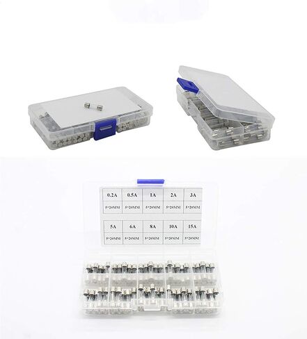 100PCS 10 Values Glass Fuse Kit 250V 5x20mm / 0.19 x 0.78 Inch Fast-Melting Glass Fuse 0.2-20A in Saudi Arabia