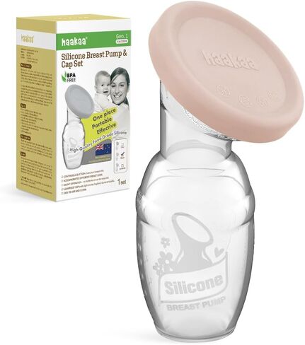 haakaa Manual Breast Pump & Silicone Cap Combo for Nursing Mom (Gray, 4oz. without Base) in Saudi Arabia