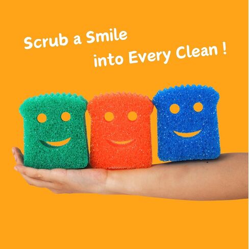 3-Pack Kitchen Dish Scrub Sponges – Colorful Toast-Shaped with Smiley Faces, Fun Cleaning with Daddy Mommy, Non-Scratch, Cute Cleaning Supplies for Christmas & Halloween, Esponjas para Lavar platos in Saudi Arabia