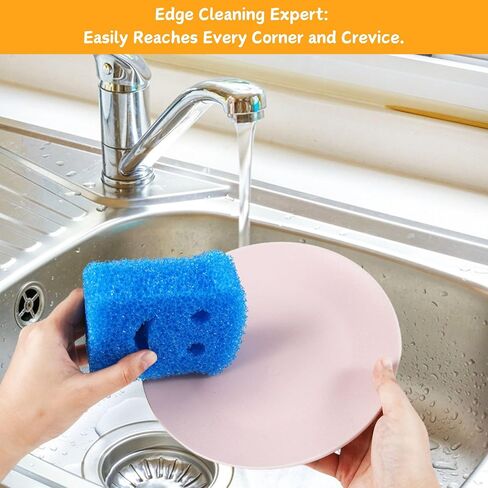 3-Pack Kitchen Dish Scrub Sponges – Colorful Toast-Shaped with Smiley Faces, Fun Cleaning with Daddy Mommy, Non-Scratch, Cute Cleaning Supplies for Christmas & Halloween, Esponjas para Lavar platos in Saudi Arabia