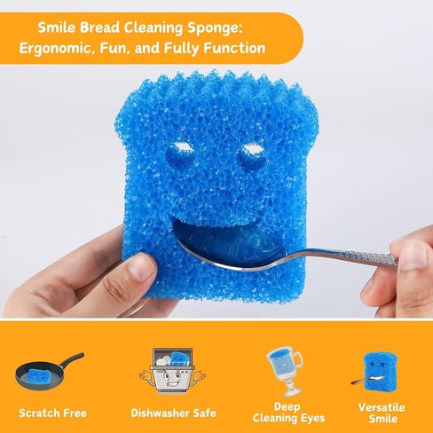 3-Pack Kitchen Dish Scrub Sponges – Colorful Toast-Shaped with Smiley Faces, Fun Cleaning with Daddy Mommy, Non-Scratch, Cute Cleaning Supplies for Christmas & Halloween, Esponjas para Lavar platos in Saudi Arabia