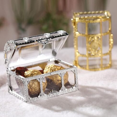GANAZONO 12pcs Transparent Treasure Chest Candy Boxes Candy Storage Boxes for Wedding Christmas Birthday Party 9x5.2x5cm in Saudi Arabia