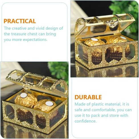 GANAZONO 12pcs Transparent Treasure Chest Candy Boxes Candy Storage Boxes for Wedding Christmas Birthday Party 9x5.2x5cm in Saudi Arabia