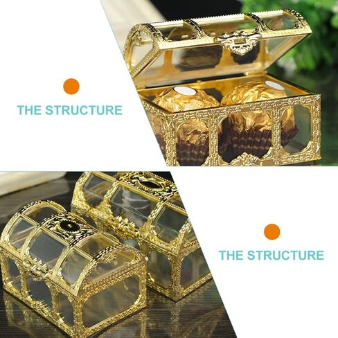 GANAZONO 12pcs Transparent Treasure Chest Candy Boxes Candy Storage Boxes for Wedding Christmas Birthday Party 9x5.2x5cm in Saudi Arabia