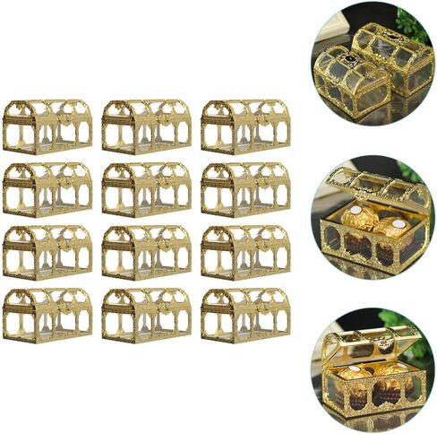 GANAZONO 12pcs Transparent Treasure Chest Candy Boxes Candy Storage Boxes for Wedding Christmas Birthday Party 9x5.2x5cm in Saudi Arabia