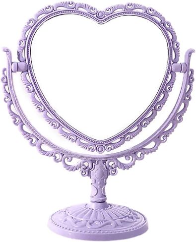 GSHLLO Heart Shaped Cosmetic Mirrors Double Sided Desktop Dresser Mirrors Vintage Makeup Mirrors Small Adjustable Stand Mirrors Removable Tabletop Mirrors Blue in Saudi Arabia