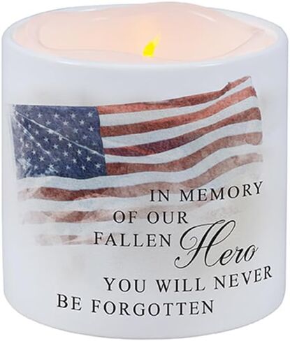 شمعة معطرة LED من Carson Fallen Hero مع حامل سيراميك، ارتفاع 8.25 سم، زخرفة مركزية in Kuwait