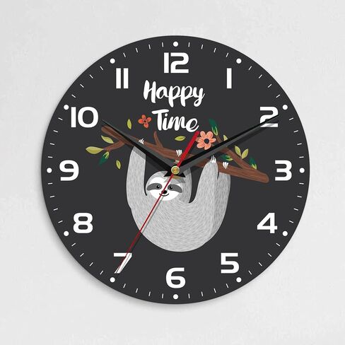 Wall Clock, 10 Inch Silent Non-Ticking Home Kitchen Decor, Battery Operated for Bathroom Bedroom Living Room Office(Cute Sloth) in Saudi Arabia