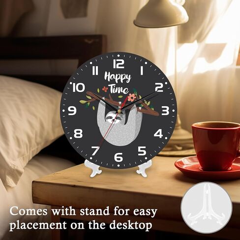 Wall Clock, 10 Inch Silent Non-Ticking Home Kitchen Decor, Battery Operated for Bathroom Bedroom Living Room Office(Cute Sloth) in Saudi Arabia