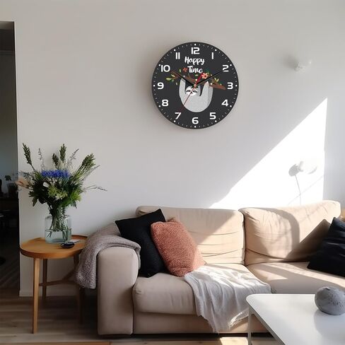 Wall Clock, 10 Inch Silent Non-Ticking Home Kitchen Decor, Battery Operated for Bathroom Bedroom Living Room Office(Cute Sloth) in Saudi Arabia