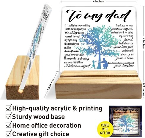Dad Gifts from Daughter, Dad Birthday Fathers Day Christmas Day Gifts for Father, Best Dad Ever Gifts, Thank You Gifts for Dad, Your Constant Support Endless Love, Desk Acrylic Decor in Saudi Arabia