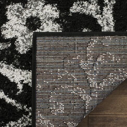 سجادة SAFAVIEH Adirondack Collection - 2'6" x 14'، أسود وفضي، تصميم زهري جلام دمشقي متعثر، لا يتساقط ويسهل العناية به، مثالي للمناطق ذات حركة المرور العالية في غرفة المعيشة وغرفة النوم (ADR114A) in Saudi Arabia