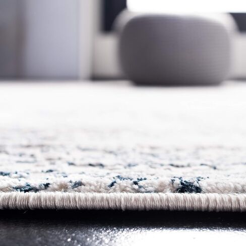 SAFAVIEH Amalfi Collection Runner Rug - 2' x 8', Cream & Navy, Modern Abstract Distressed Design, Non-Shedding & Easy Care, Ideal for High Traffic Areas in Living Room, Bedroom (AMF572C) in Saudi Arabia