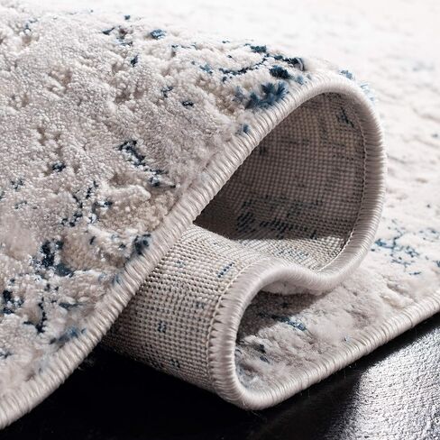 SAFAVIEH Amalfi Collection Runner Rug - 2' x 8', Cream & Navy, Modern Abstract Distressed Design, Non-Shedding & Easy Care, Ideal for High Traffic Areas in Living Room, Bedroom (AMF572C) in Saudi Arabia