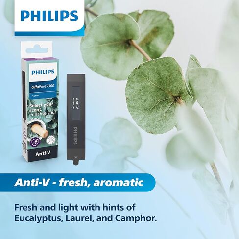خرطوشة الناشر OlfaPure 7300 من Philips - مضادة للV - منعشة وخفيفة مع لمحات من الأوكالبتوس والغار والكافور - مصممة للعمل مع موزع الروائح Philips OlfaPure 7300 | AC109BLKX1 in Kuwait