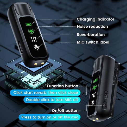 DAGIRT 2 حزمة ميكروفون لاسلكي Lavalier لأجهزة iPhone iPad وUSB-C Andriod، مشبك صغير لاسلكي على شكل طية صدر السترة، ميكروفون يعمل على تقليل الضوضاء للفيديو، YouTube، المقابلات، Vlog، Podcast، TIK Tok in Kuwait