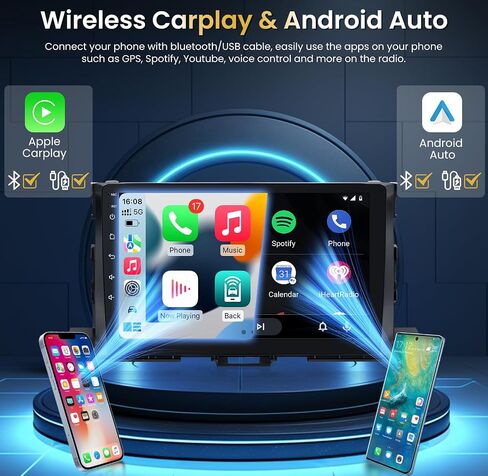 Car Radio Stereo for Toyota Highlander 2000-2007, (2G+64G) Android 12 Upgrade 9" Touchscreen Stereo with Wireless Carplay Android Auto 5GWiFi, Head Unit with GPS/FM/DSP/SWC 1080P AHD Backup Camera in Saudi Arabia