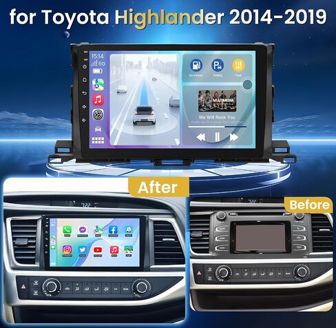 Car Radio Stereo for Toyota Highlander 2000-2007, (2G+64G) Android 12 Upgrade 9" Touchscreen Stereo with Wireless Carplay Android Auto 5GWiFi, Head Unit with GPS/FM/DSP/SWC 1080P AHD Backup Camera in Saudi Arabia