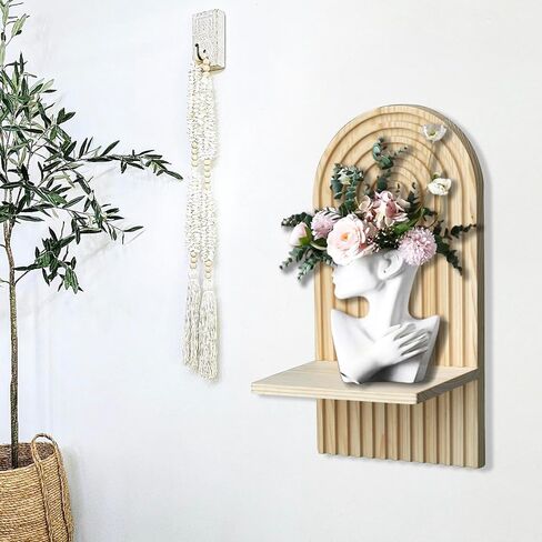 2 Pieces Boho Wall Shelf, Mid Century Shelves, Decorative Storage Unit, Decorative Bohemian Rainbow Hanging Shelves for Bathroom, Bedroom, Kitchen, Living Room, Laundry Room (Brown) in Saudi Arabia