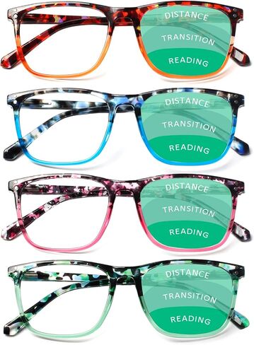 4 عبوات من نظارات القراءة متعددة البؤر التقدمية للنساء، بمفصلات زنبركية مضادة للضوء الأزرق، قارئات الموضة in Kuwait