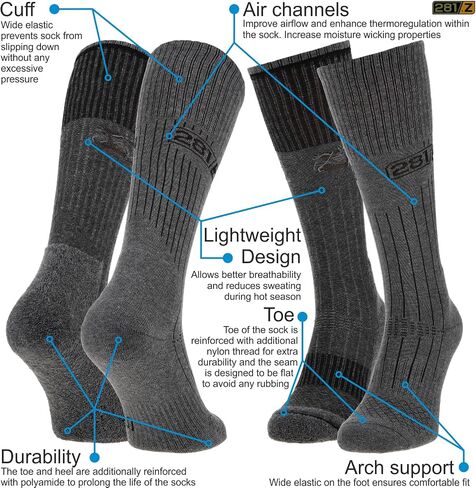 281Z Military Lightweight Boot Socks - Tactical Trekking Hiking - Outdoor Athletic Sport (Foliage Green)(Large 4 Pairs Pack) in Saudi Arabia