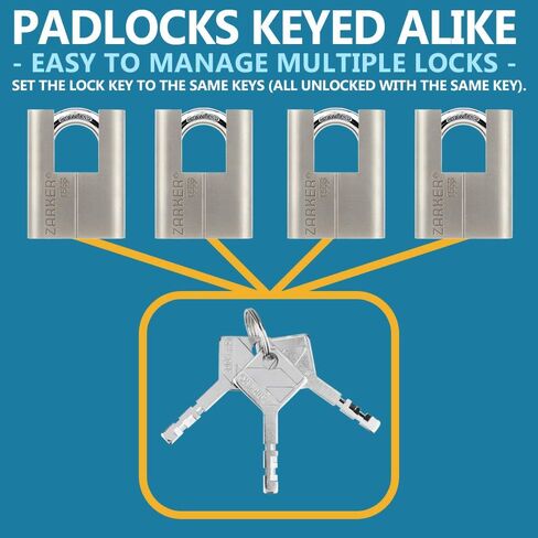 J55S keyed Padlock, Heavy Duty Stainless Steel Shackle Lock, Waterproof and Rustproof Storage, Warehouses, Garage, Outdoors, 1-Pack in Kuwait