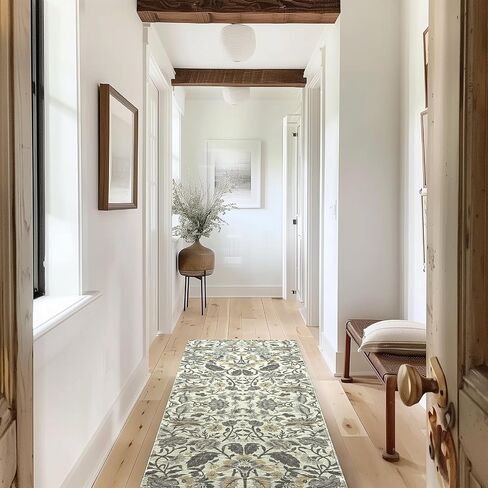 EVERGRACE Area Rugs for Living Room 5x7, Boho Floral Faux Wool Indoor Outdoor Rugs, Washable Rugs for Bedroom Dining Room Entryway Kitchen, Low Pile Floor Mat Carpet for Home Decor, Porcelain Blue in Saudi Arabia