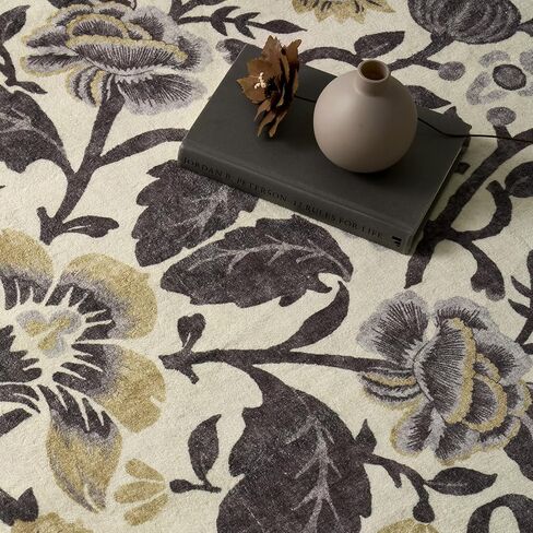 EVERGRACE Area Rugs for Living Room 5x7, Boho Floral Faux Wool Indoor Outdoor Rugs, Washable Rugs for Bedroom Dining Room Entryway Kitchen, Low Pile Floor Mat Carpet for Home Decor, Porcelain Blue in Saudi Arabia