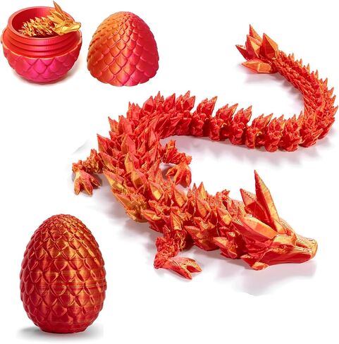 Varuotu 3D Printed Dragon Egg,Mystery Crystal Dragon Fidget Toys,Articulated Dragon,Home Desk Decor Easter Surprise Dinosaur Eggs,Adults Fidget Toys for Autism/ADHD in Saudi Arabia