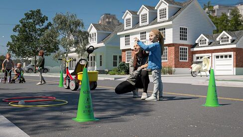 Vibrant Green 'Kids at Play' Safety Cone - 4ct, 15in Tall Durable & Fun Child Safety Solution for Driveways, Streets, Schools, and Parks in Saudi Arabia