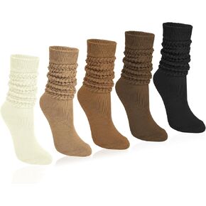 Justay 5 Pairs Slouch Socks Knit Slouchy Cotton Tube Socks Cute Knee High Boot Socks Long Scrunch Socks for Woman Gifts in Kuwait