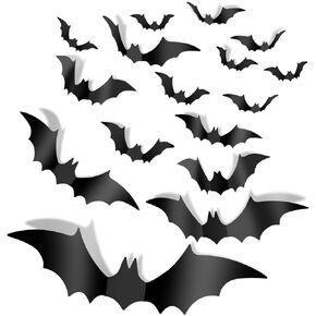 Halloween Decoration Bat 56 Pcs 3D Halloween Bats Wall Decor Stickers, Halloween Party Supplies, Halloween Wall Bats Stickers Decorations for Indoor Outdoor DIY Home, Window, Door, or Room Decor